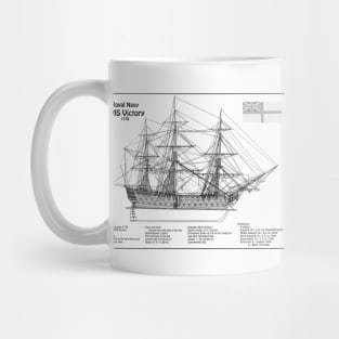 HMS Victory ship plans. 18th century Lord Nelson ship - BD Mug